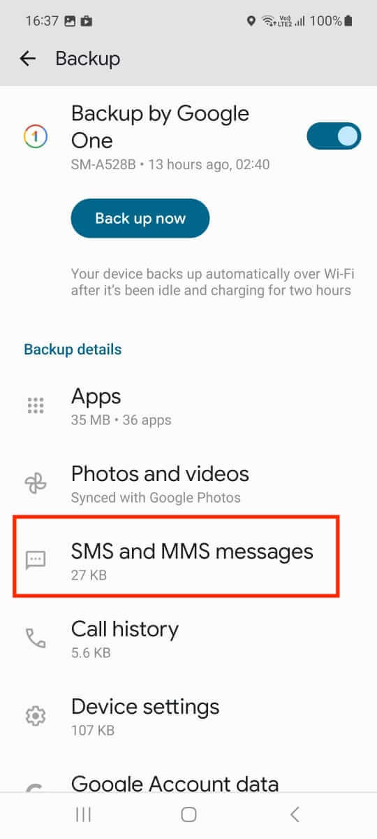 save text messages on google drive